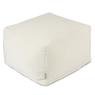 Solid Cream Sherpa Ottoman